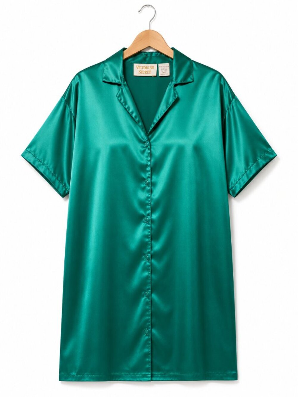 Vintage Victoria's Secret satin pajama sleep shirt Green Size M/L
